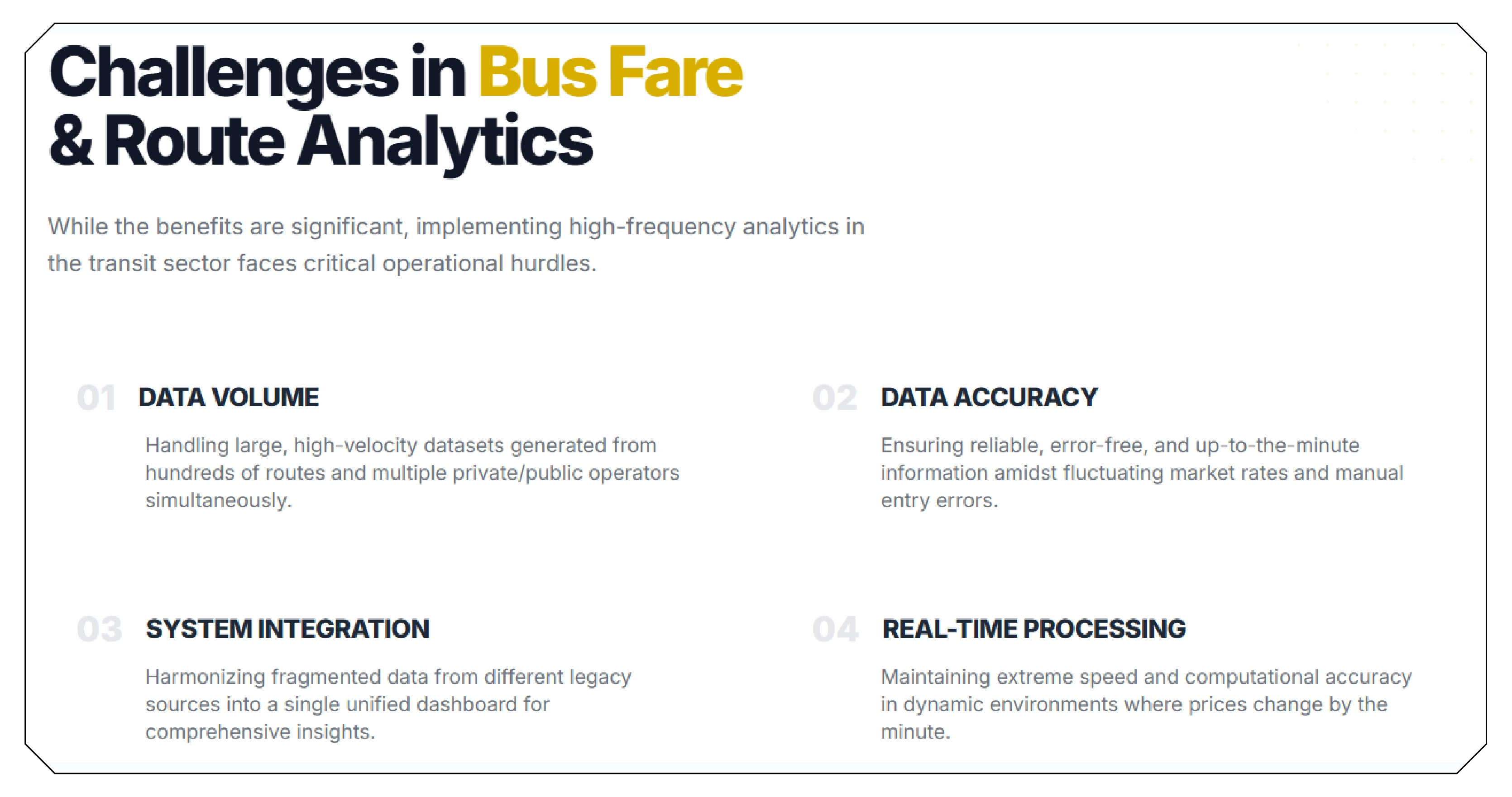 Challenges in Bus Fare and Route Analytics